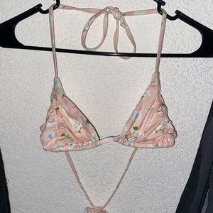 Frankies Bikinis Pink Pansies Top Size X-Small
